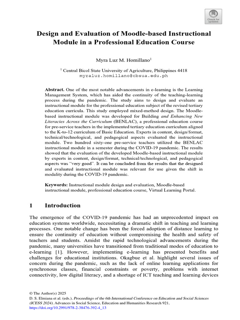 Moodle Module Design for Teacher Education | PDF | Educational ...