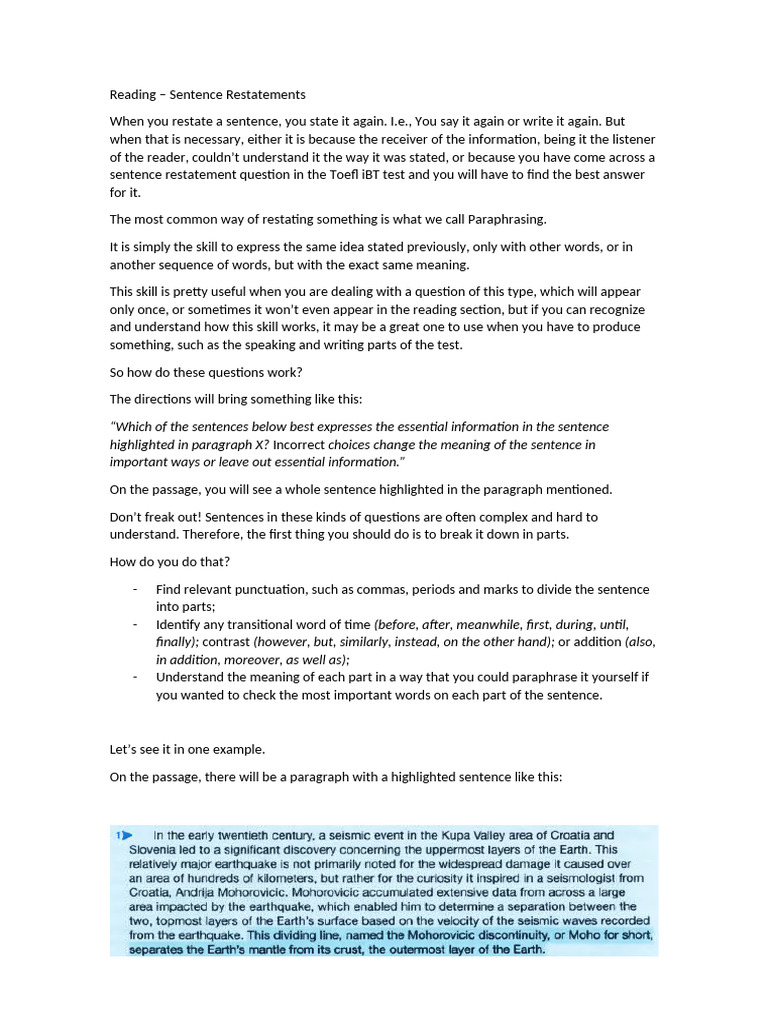 Mastering Sentence Restatements | PDF