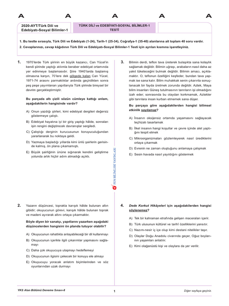 FenBil AYT 08 | PDF