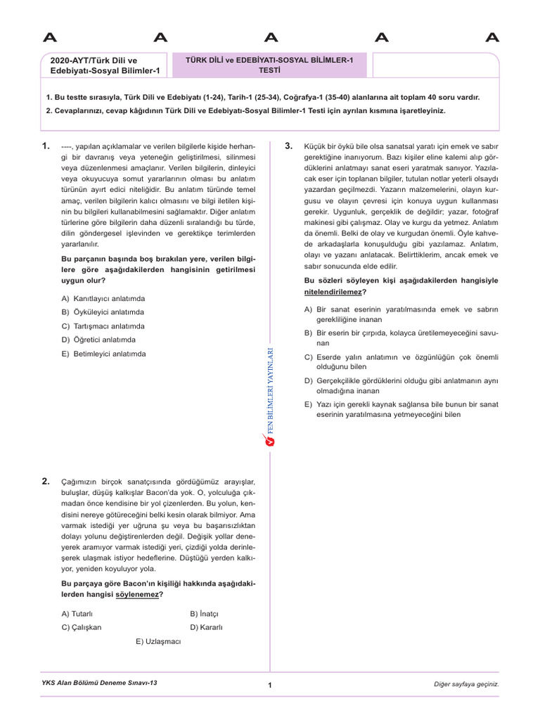 FenBil AYT 13 | PDF