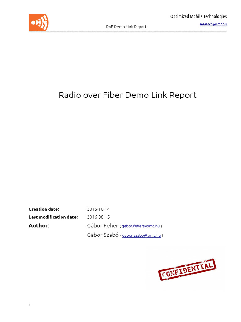 RoF Demo Link Report Overview | PDF | Software Defined Radio | Fiber ...