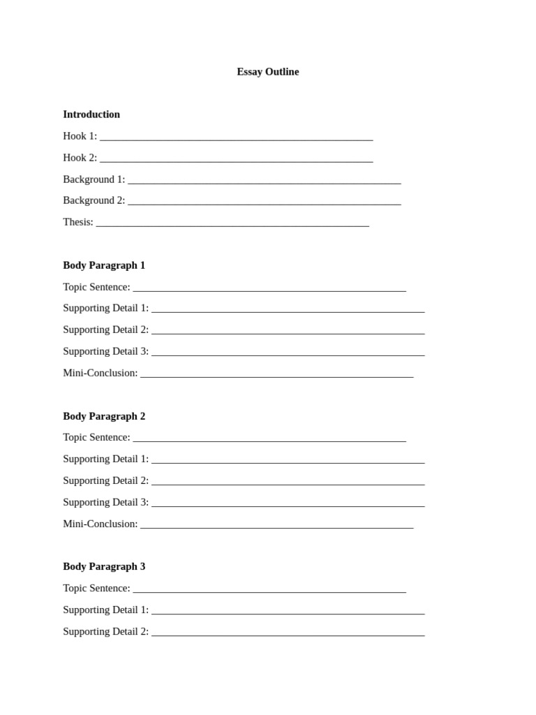 Comprehensive Essay Outline Template | PDF