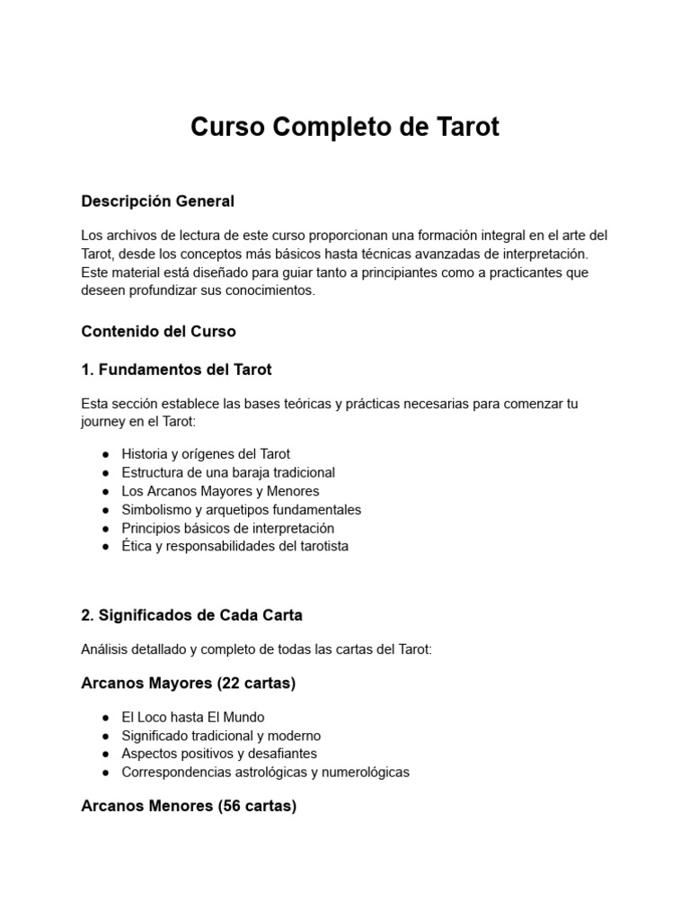 Curso Completo de Tarot: Guía y Técnicas | PDF | Tarot