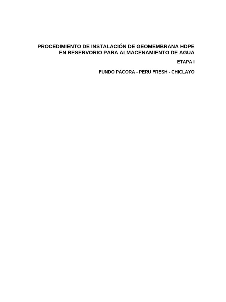 Instalación de Geomembrana HDPE en Reservorio | PDF | Soldadura ...