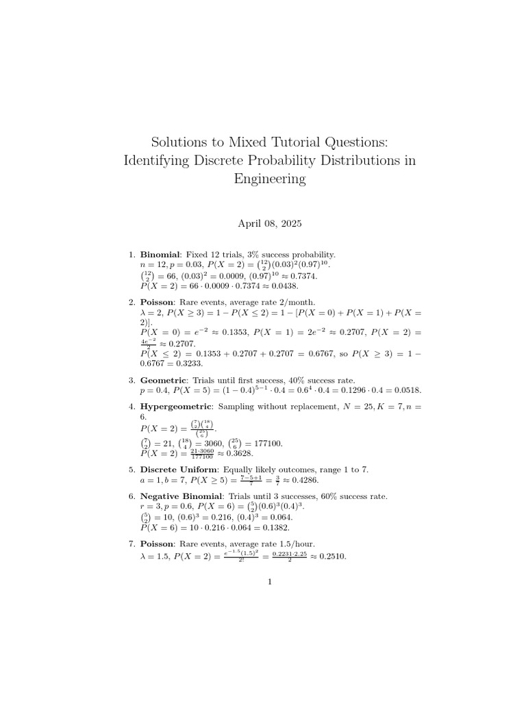 4STT171 Identifying DRV S Tutorial Solutions | PDF | Poisson ...