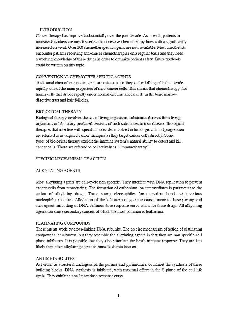 Understanding Chemotherapy Agents and Effects | PDF | Chemotherapy ...