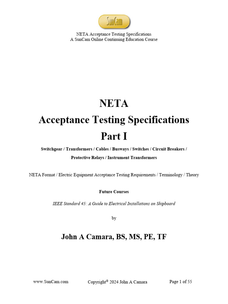 NETA Acceptance Testing Guide | PDF | Insulator (Electricity) | Electricity