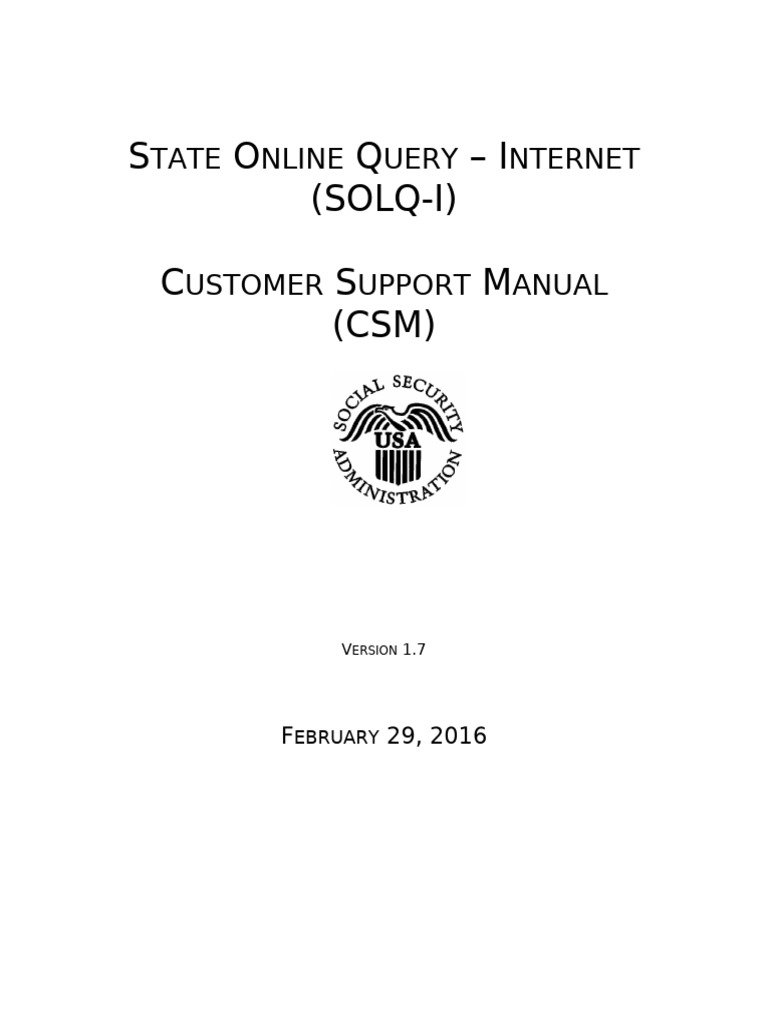 STATE SOLQ-I CSM V 1.7 | PDF | Xml | Internet