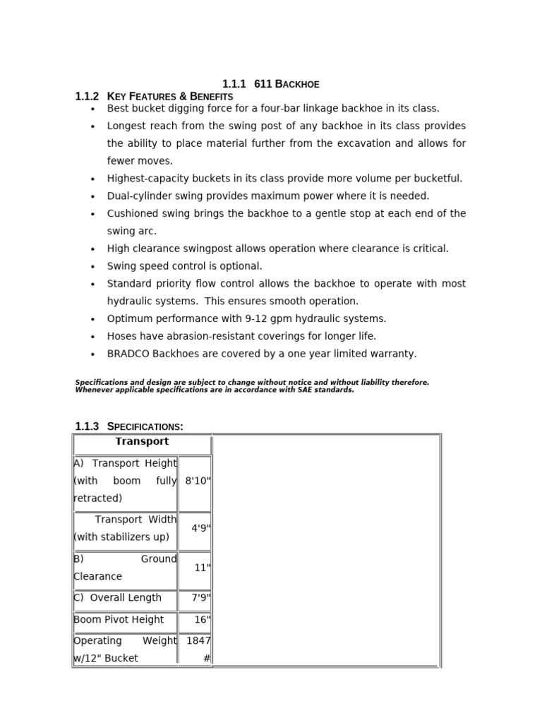 611 Backhoe | PDF | Mechanical Engineering