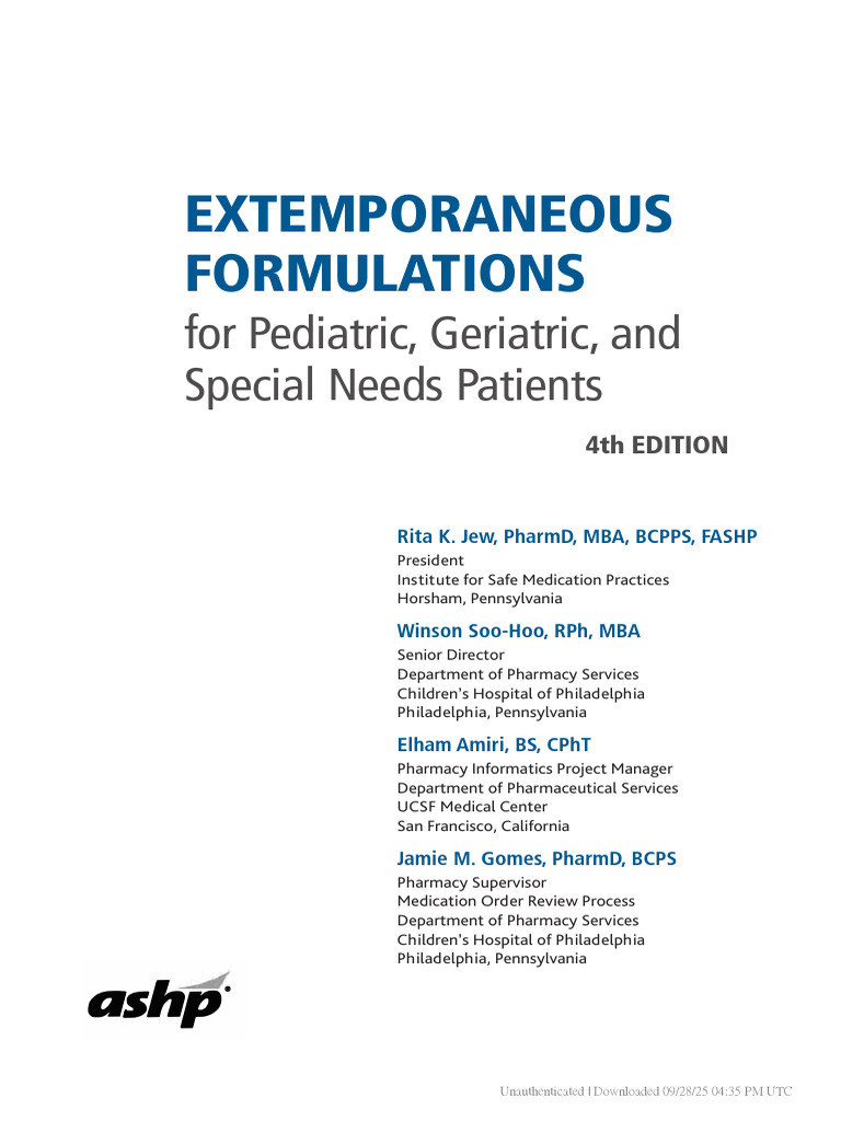 Pediatric and Geriatric Formulations Guide | PDF | Pharmaceutical ...
