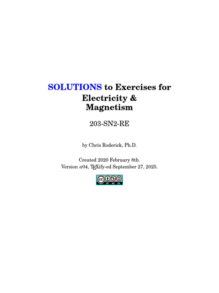 Electricity and Magnetism Exercise Solutions | PDF | Electric Charge ...