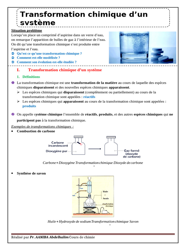 Transformation chimique et bilan de matière | PDF | Chimie | Stœchiométrie