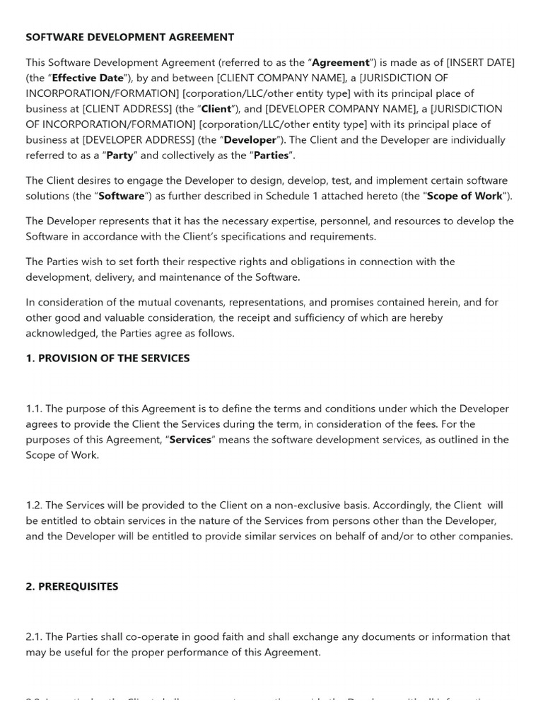 Software Development Agreement Florida | PDF