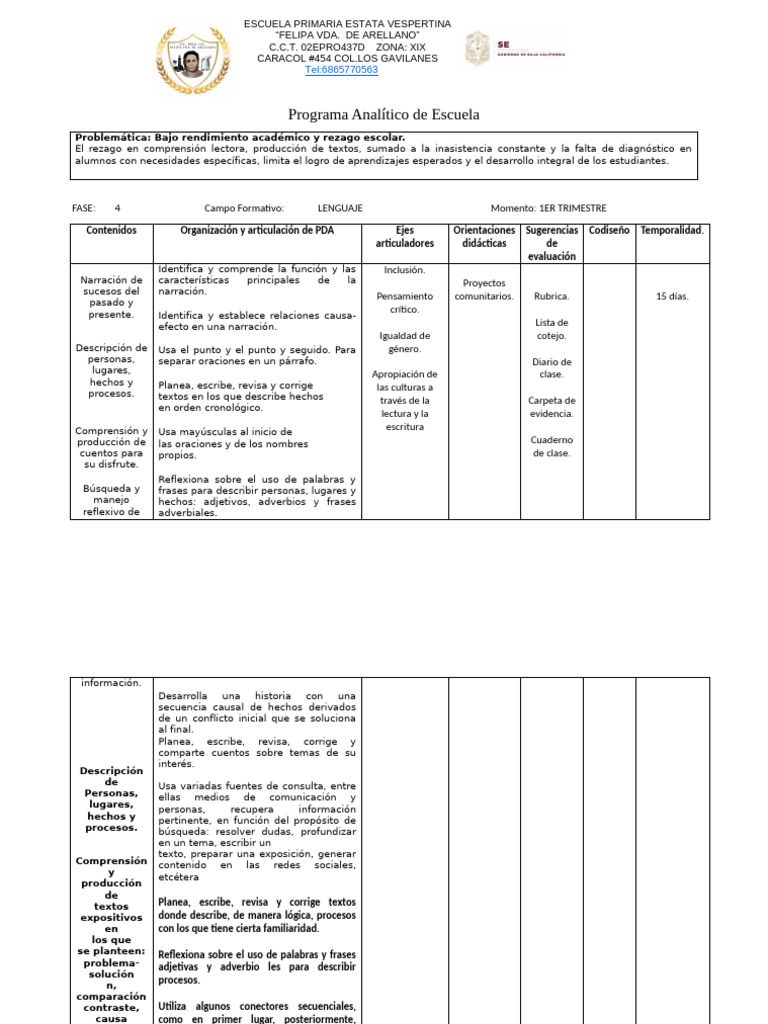 Plan Analitico Fase 4 | PDF | Adverbio | División (Matemáticas)