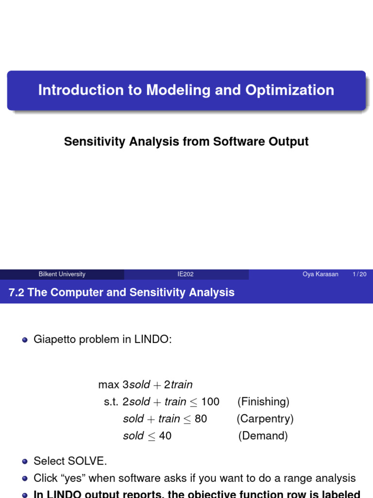 Sensitivity Lindo Output | PDF | Prices | Economics