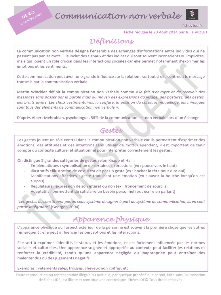 Influence de la communication non verbale | PDF | Communication non ...