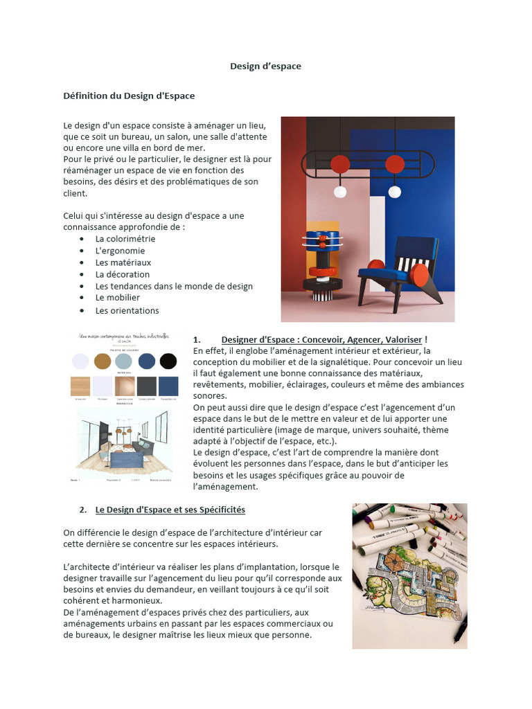 Définition du Design d'Espace | PDF | Conception | Aménagement d'intérieur