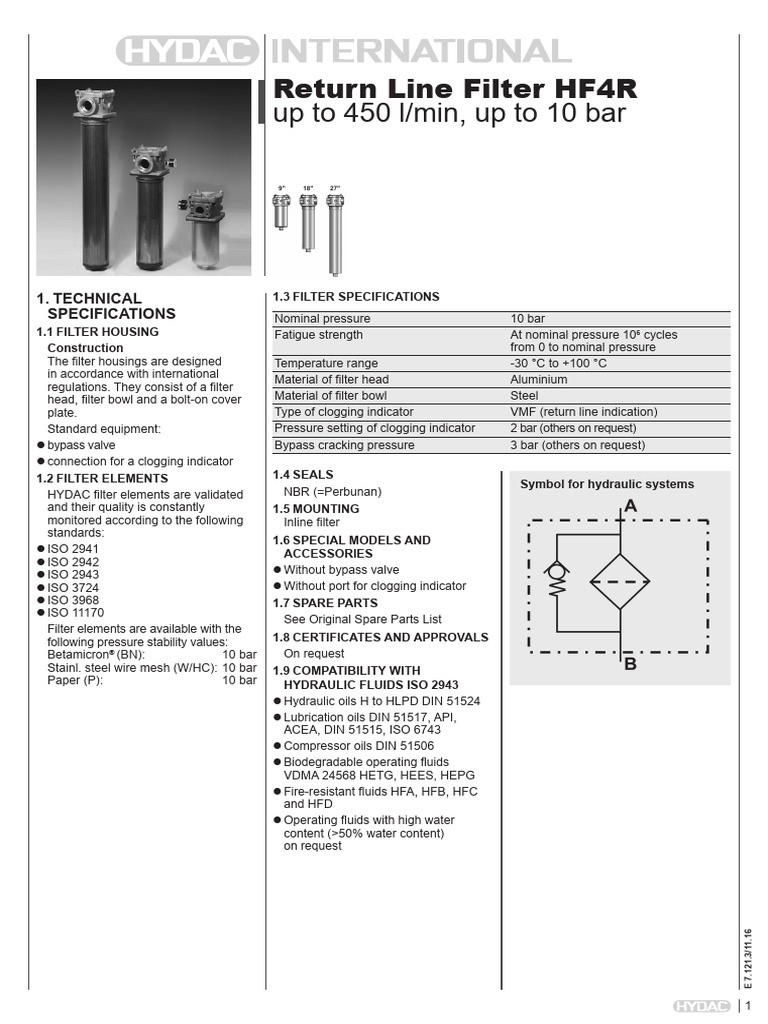 HF4R Return Line Filter Specifications | PDF | Mechanical Engineering ...