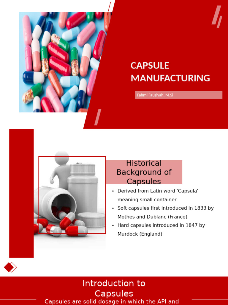 Capsule Manufacturing Overview | PDF | Tablet (Pharmacy) | Pharmacy