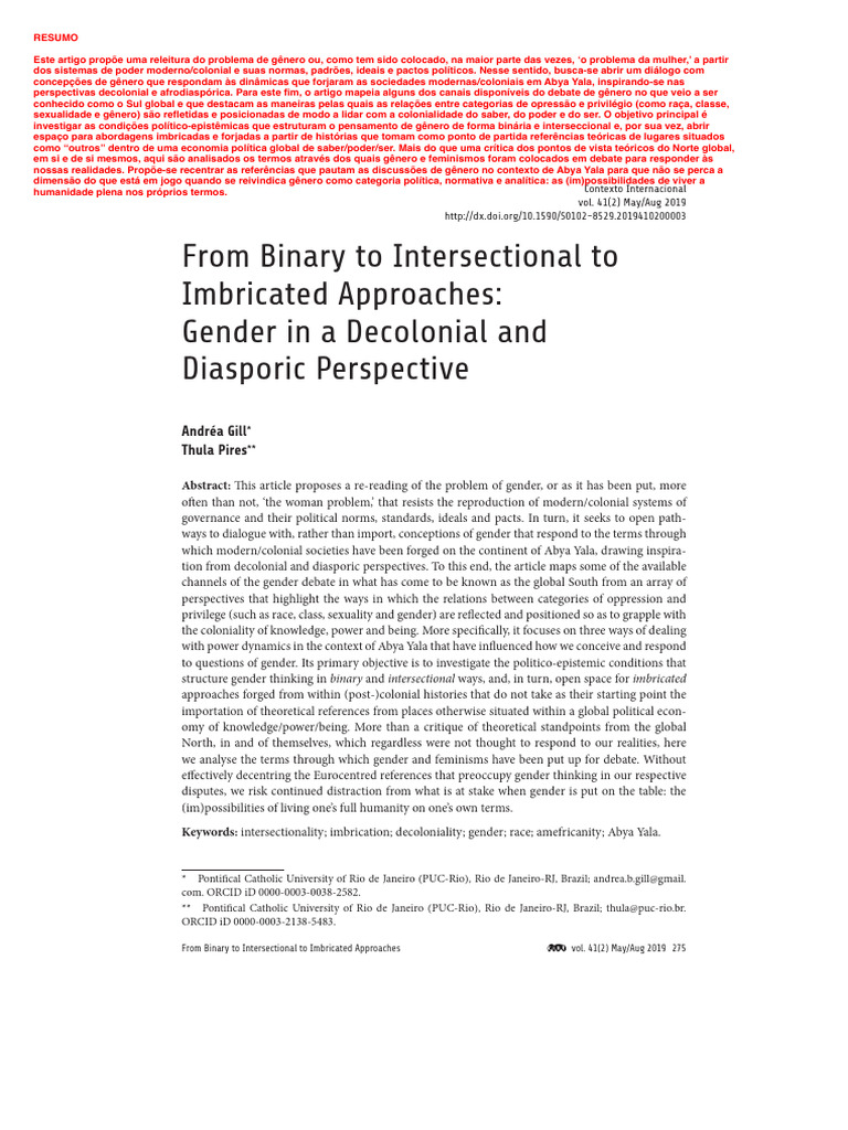From Binary to Intersectional to Imbricated Approaches- Gender in a ...