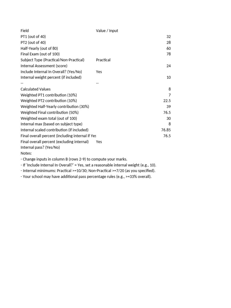Cumulative Marksheet Template | PDF | Applied Mathematics