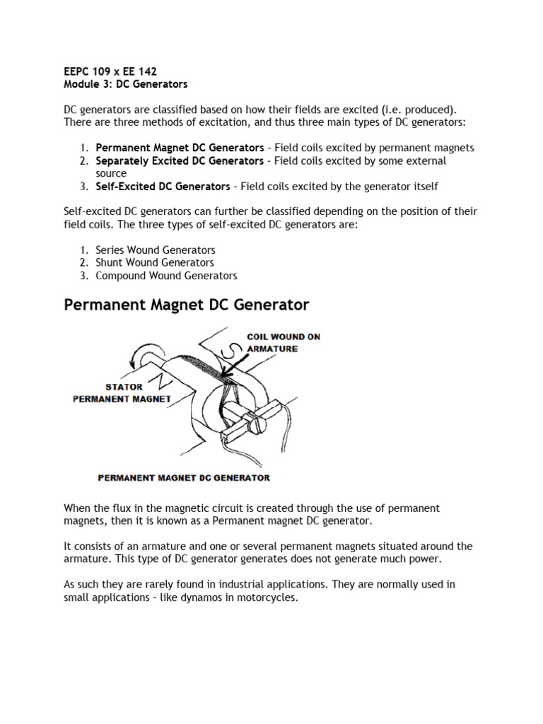 Types and Functions of DC Generators | PDF | Electric Generator ...