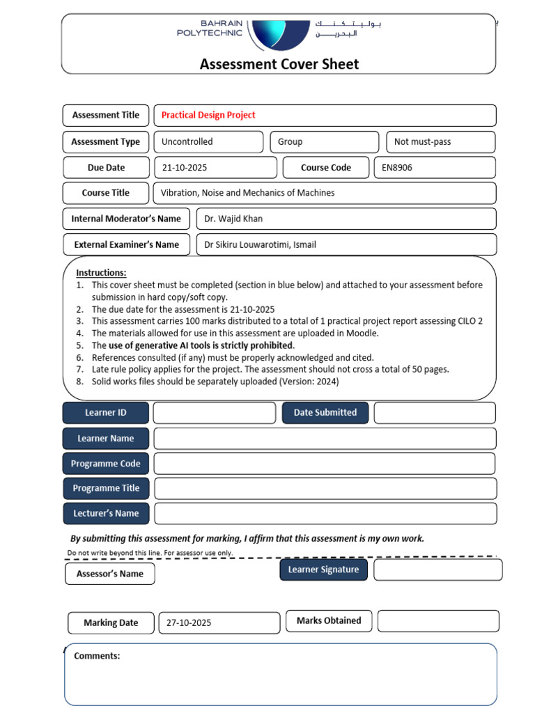 EN8906 Practical Design Project Report | PDF | Gear | Mechanical ...