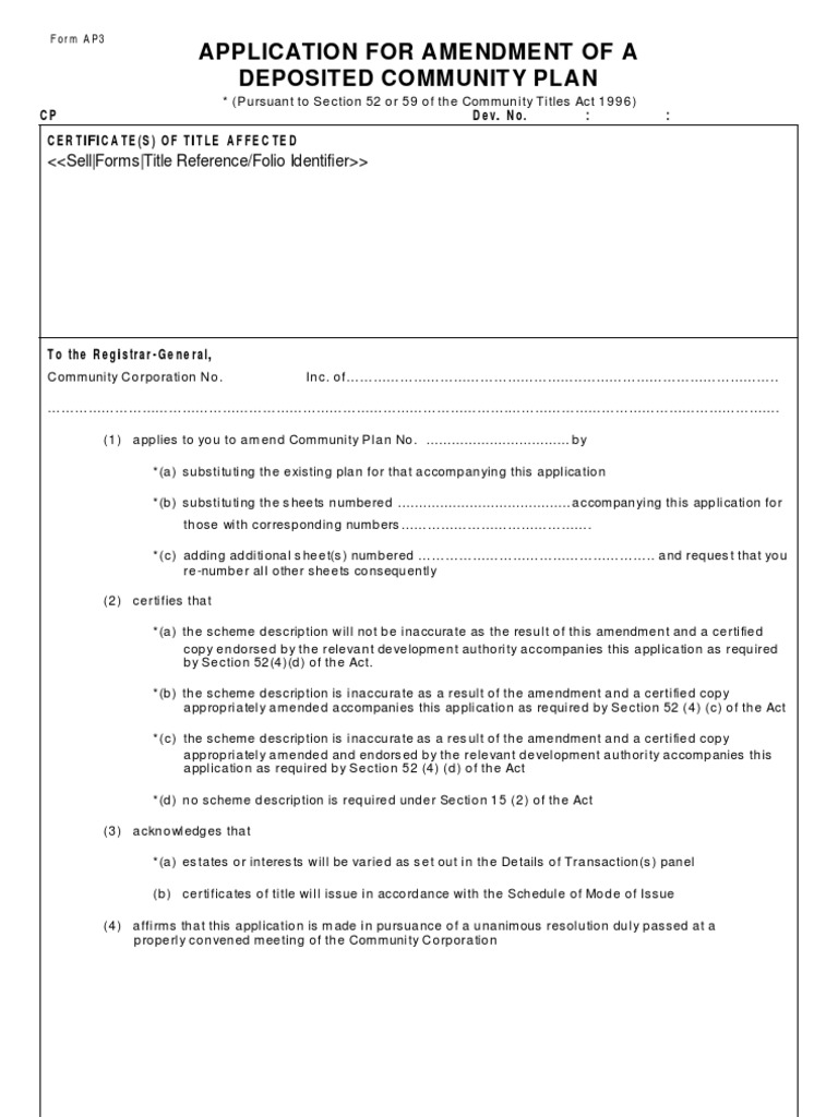 Community Plan Amendment Application Form | PDF