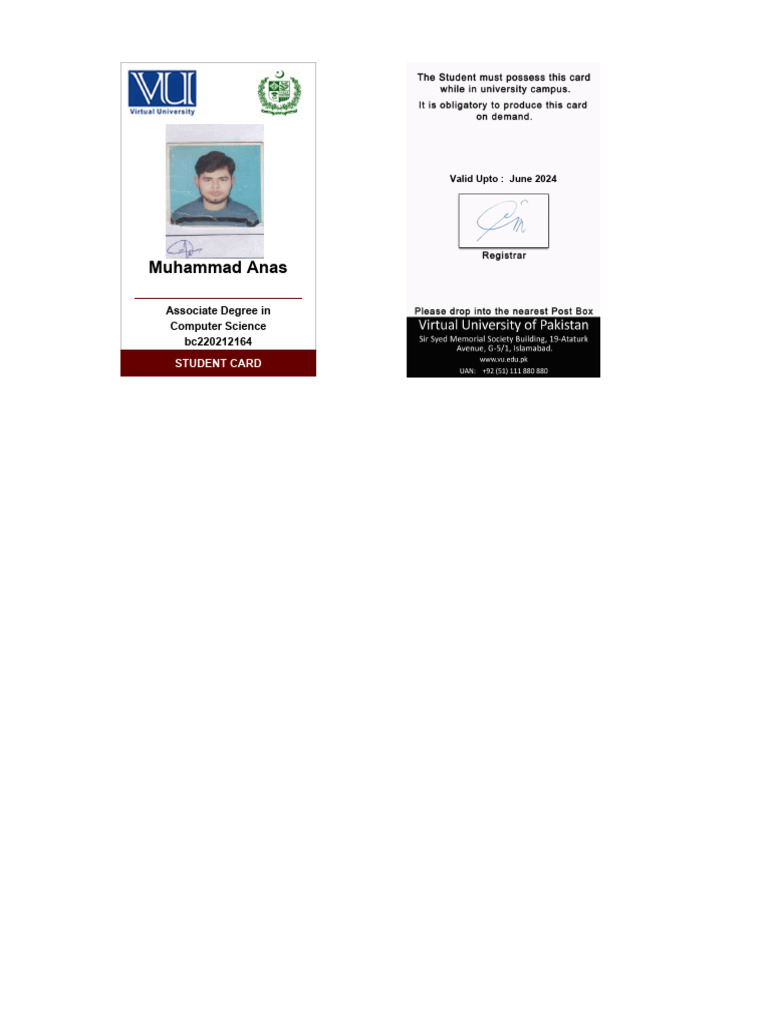 BC220212164 StudentECard | PDF
