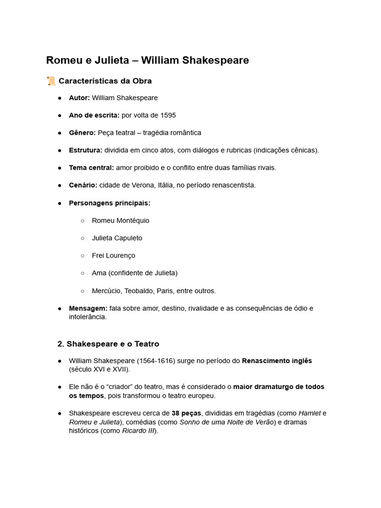 Romeu e Julieta: Tragédia do Amor Proibido | PDF | Romeu e Julieta ...