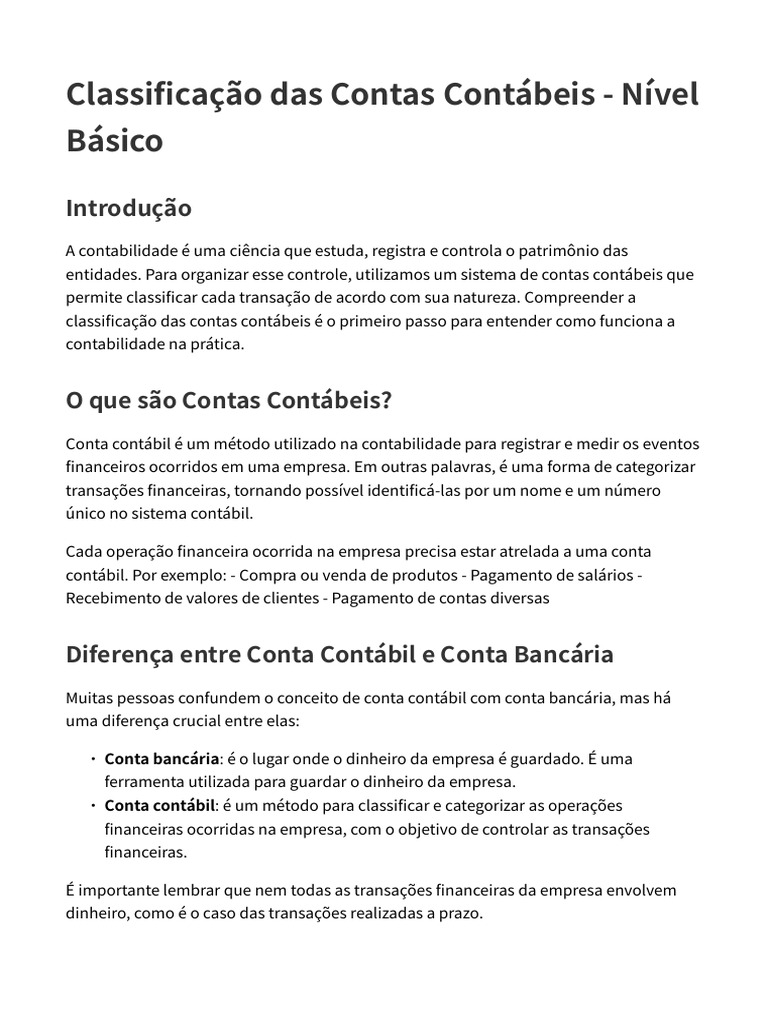 Classificação de Contas Contábeis | PDF | Contabilidade | Capital ...