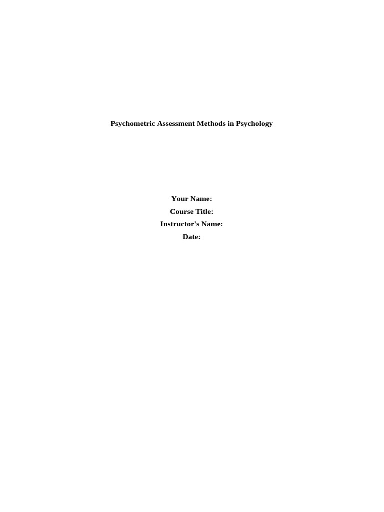Psychometric Assessment Methods Explained | PDF | Wechsler Adult ...