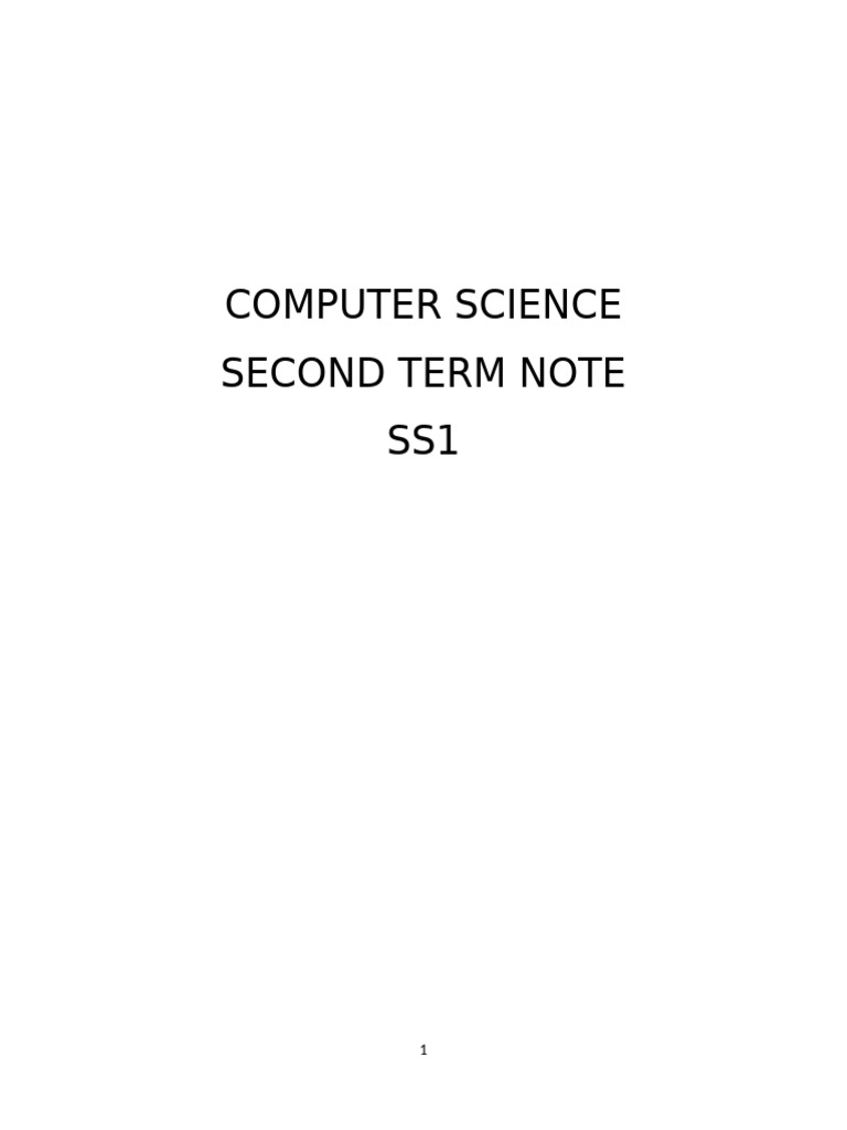 Computer Science SS1 Term 2 Notes | PDF | Graphical User Interfaces ...