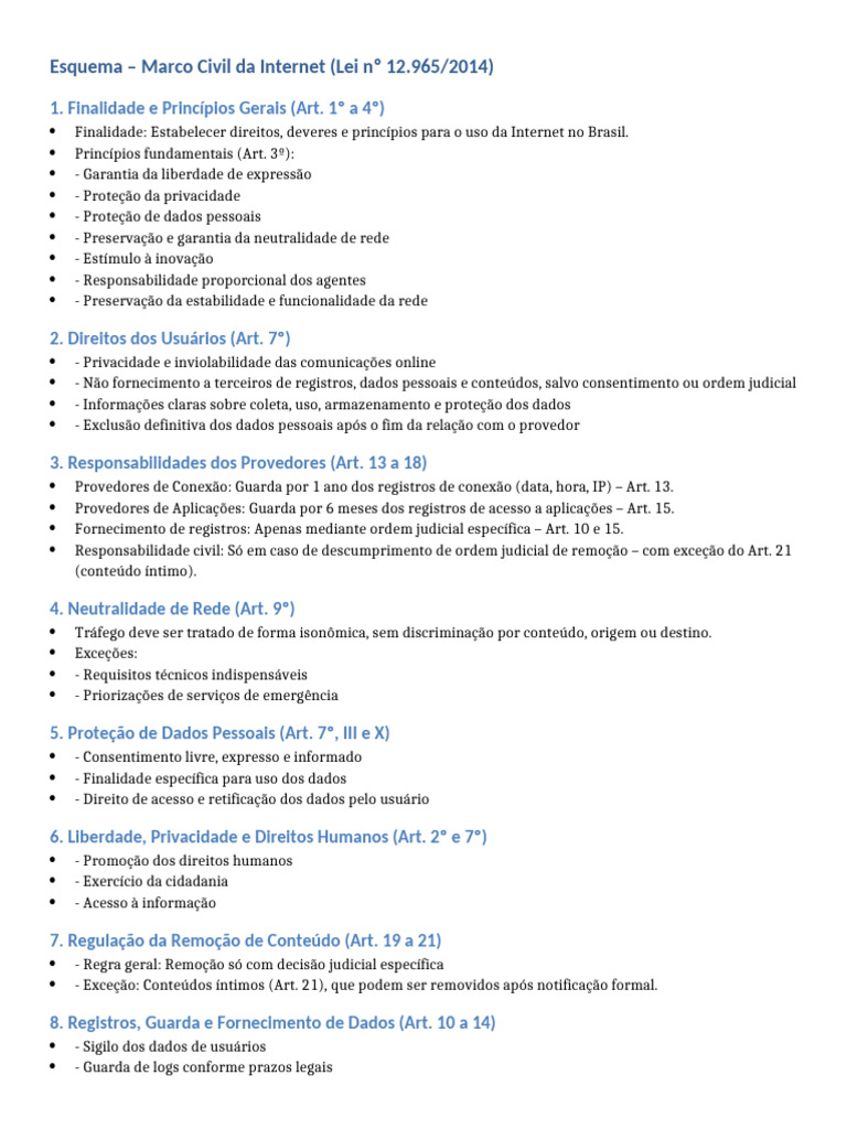 Marco Civil da Internet: Direitos e Princípios | PDF | Neutralidade da ...