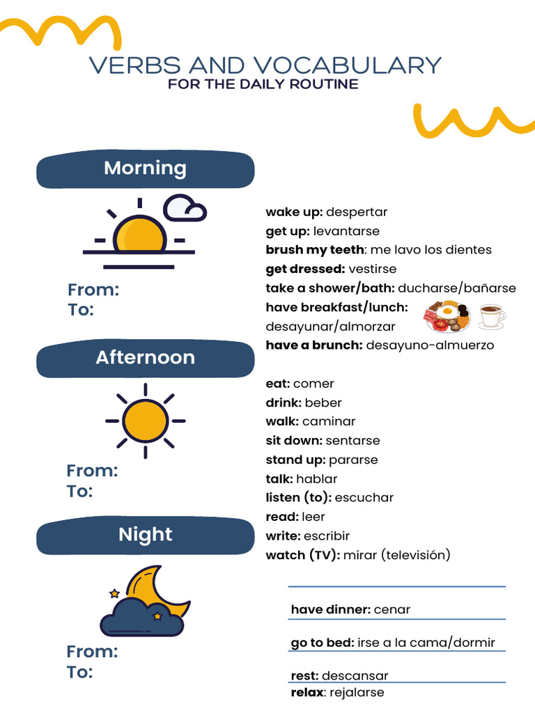 Verbs and Vocabulary: Morning | PDF