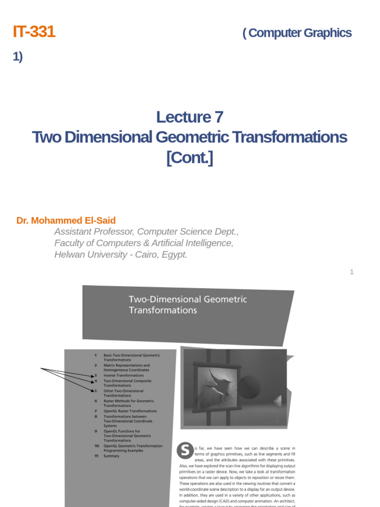 Graphics Lecture 07 | PDF | 2 D Computer Graphics | Mathematical Physics