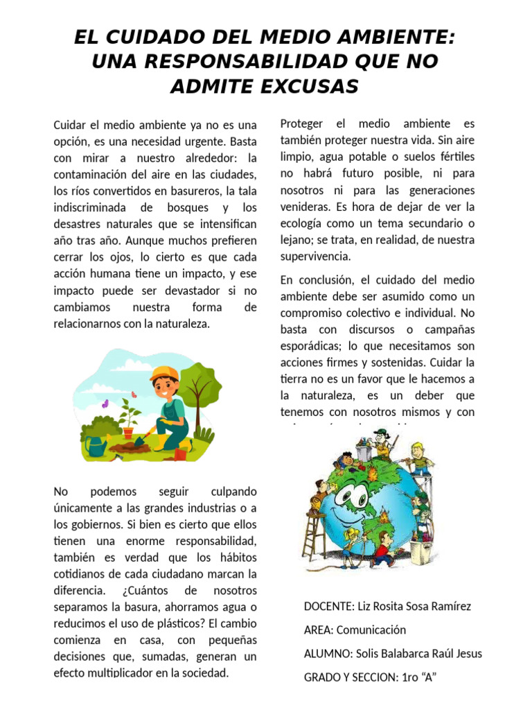 Cuidado del Medio Ambiente para Niños | PDF