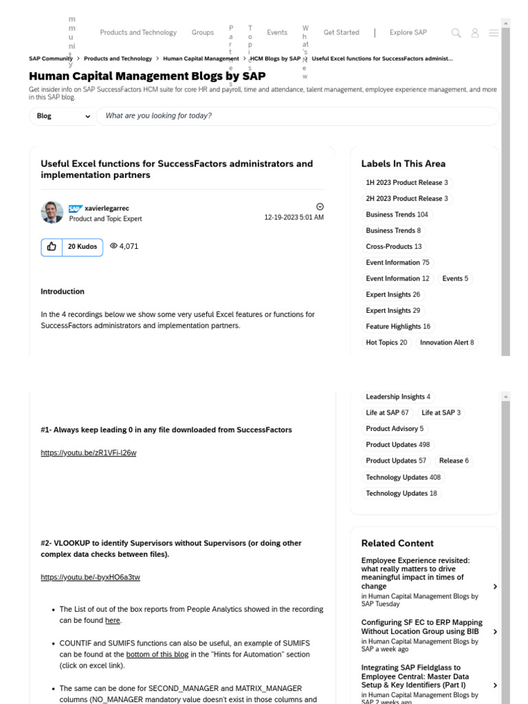 Excel Tips for SuccessFactors Admins | PDF | Human Resource Management ...