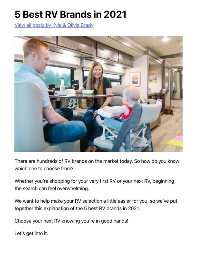 5 Best RV Brands in 2021 - Drivin' & Vibin' | PDF | Recreational ...