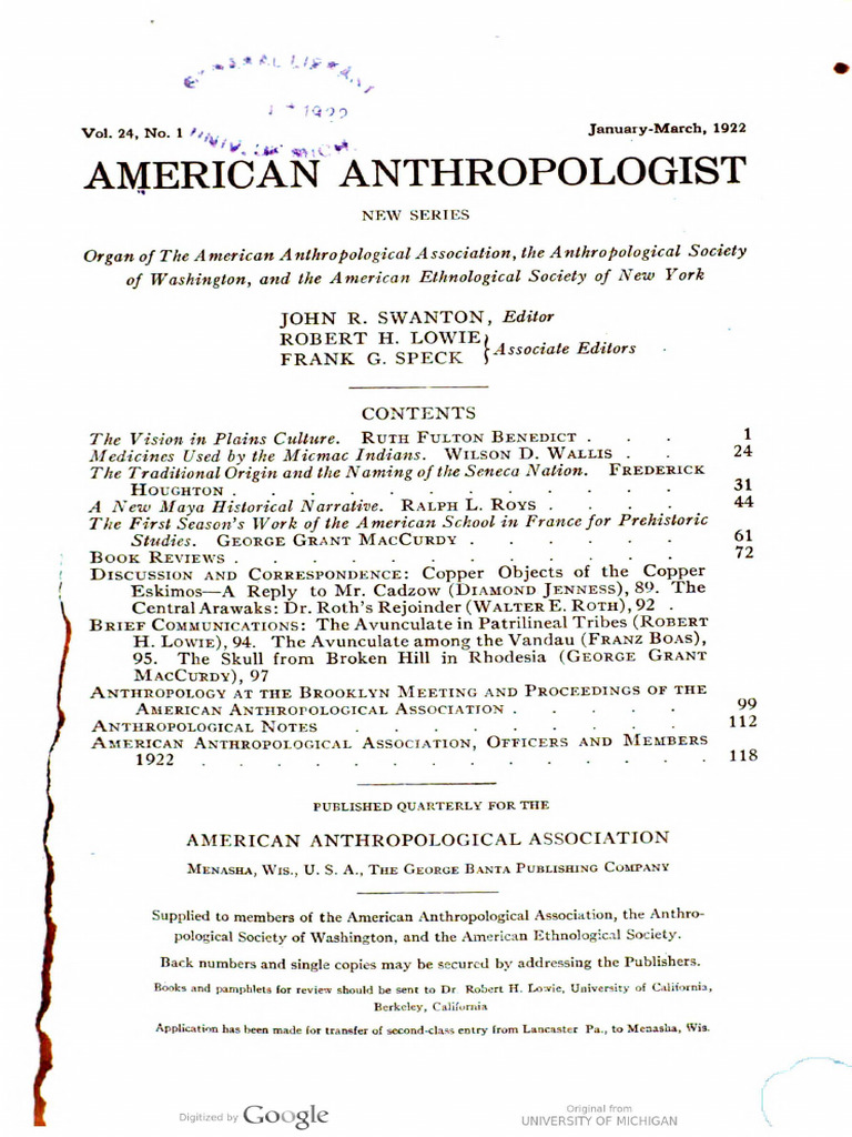 American Anthropology 1923 Vision in Plains Culture | PDF