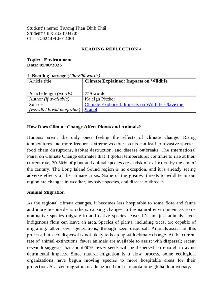 215086d05163504 Reading Reflection 4 2025 | PDF | Invasive Species ...