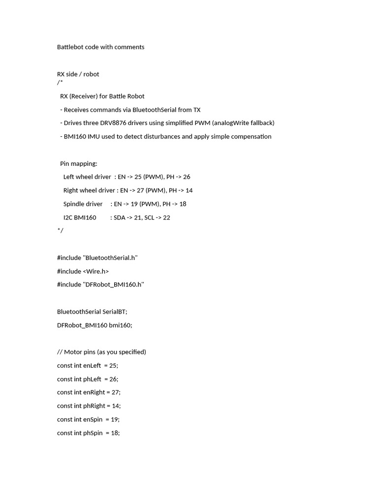 Battlebot RX Code Overview | PDF | Software Engineering | Computer Science