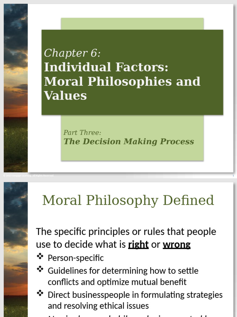 Moral Philosophies in Decision Making | PDF | Utilitarianism | Relativism