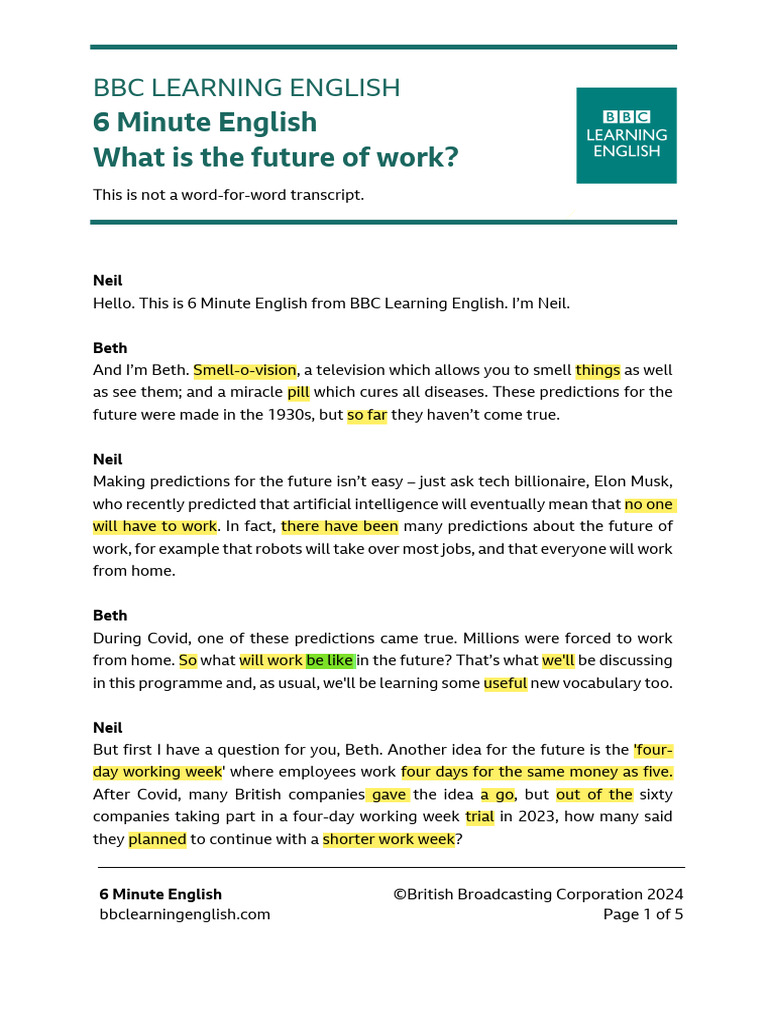 Future of Work Predictions Explained PDF