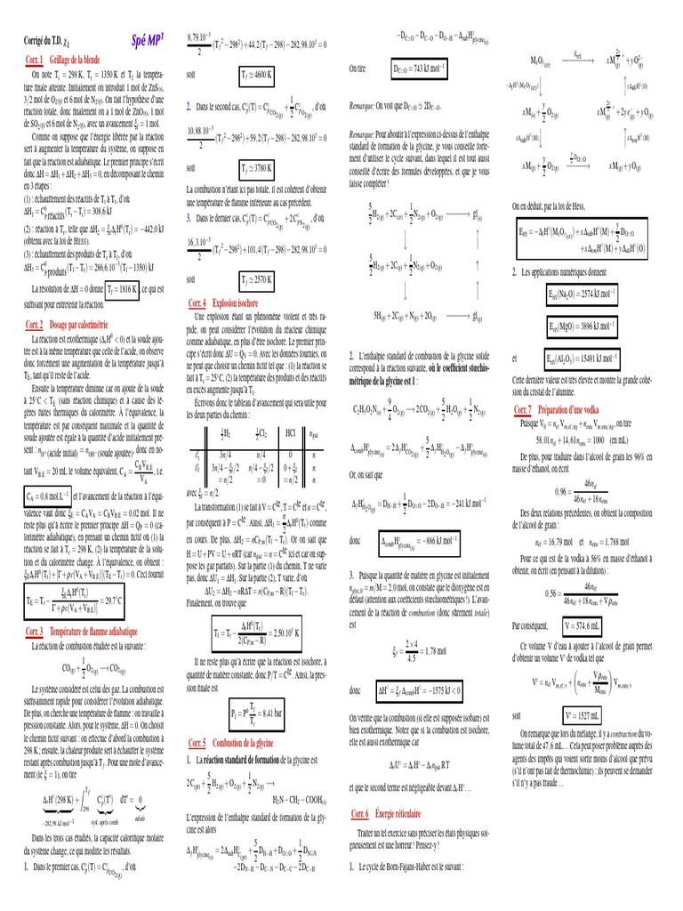 Thermochimie et Réactions Adiabatiques | PDF | Les branches de ...