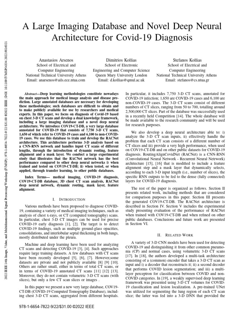 COVID-19 Diagnosis via 3D CT Scans | PDF | Ct Scan | Deep Learning