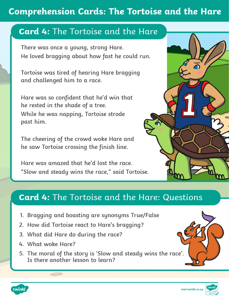 Tortoise and Hare Comprehension Questions | PDF