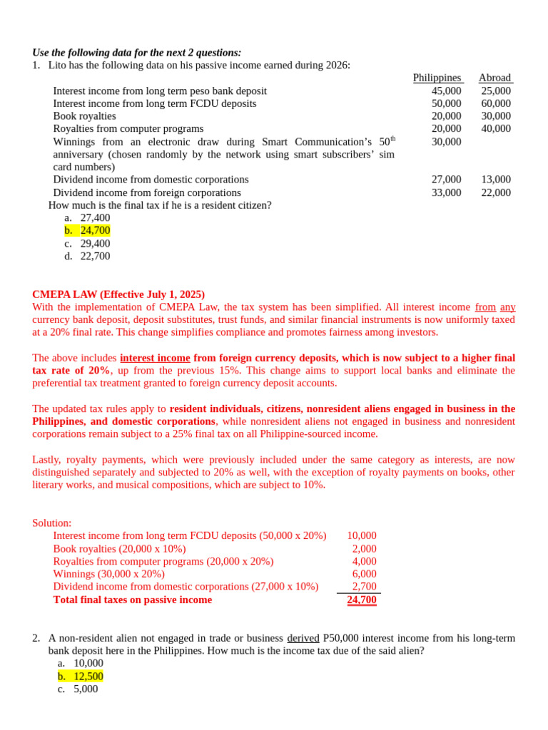 2026 Passive Income Tax Calculation Guide | PDF | Taxes | Income Tax