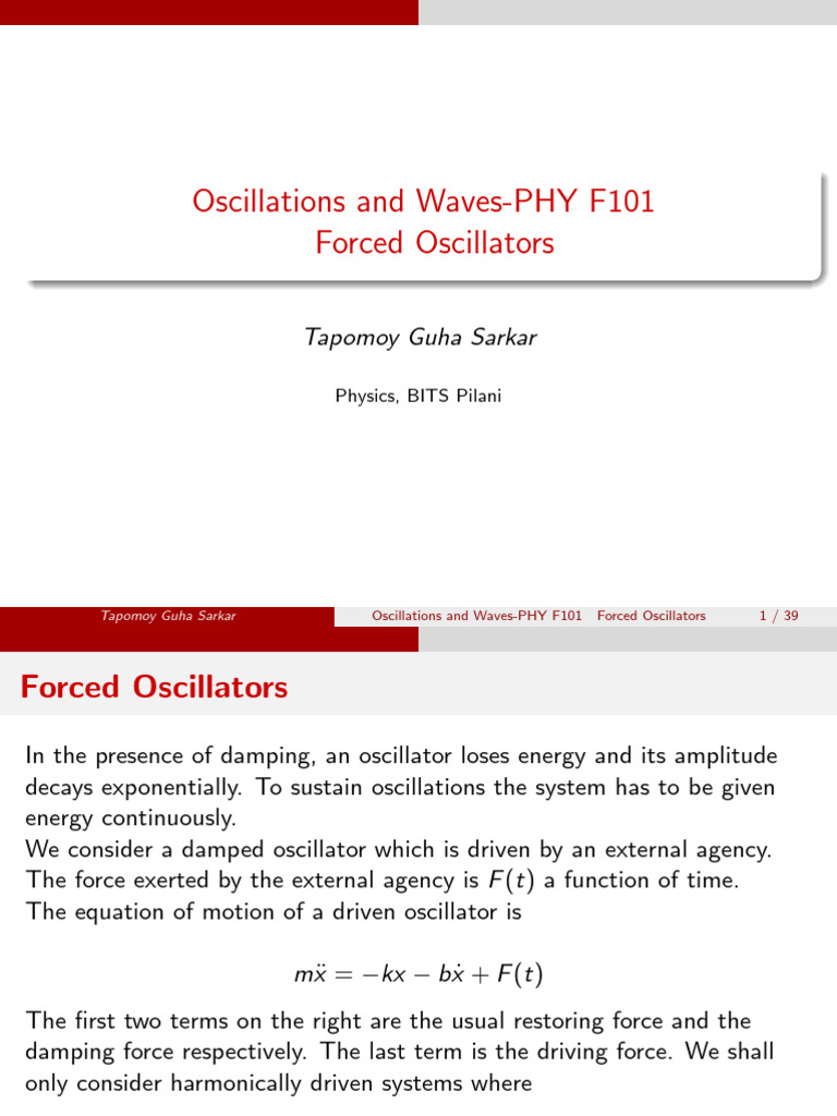 Forced Oscillators | PDF | Resonance | Oscillation