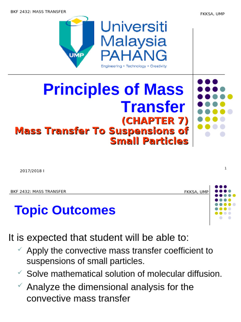 Mass Transfer Principles for Small Particles | PDF | Diffusion | Mass ...